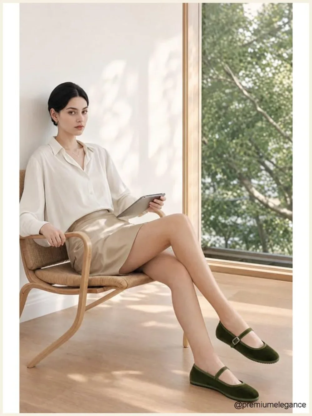 Velvet Mary Jane Flats for Women Suede Round Toe Slip On Cute Ballet Dressy